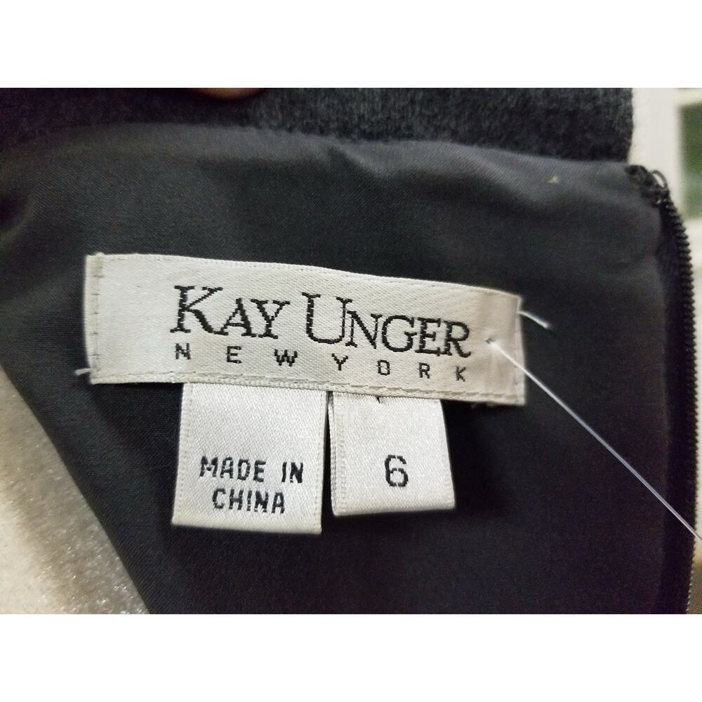 Kay Unger Gray Wool Ruched Sheath Dress Size 6 - Picture 6 of 9